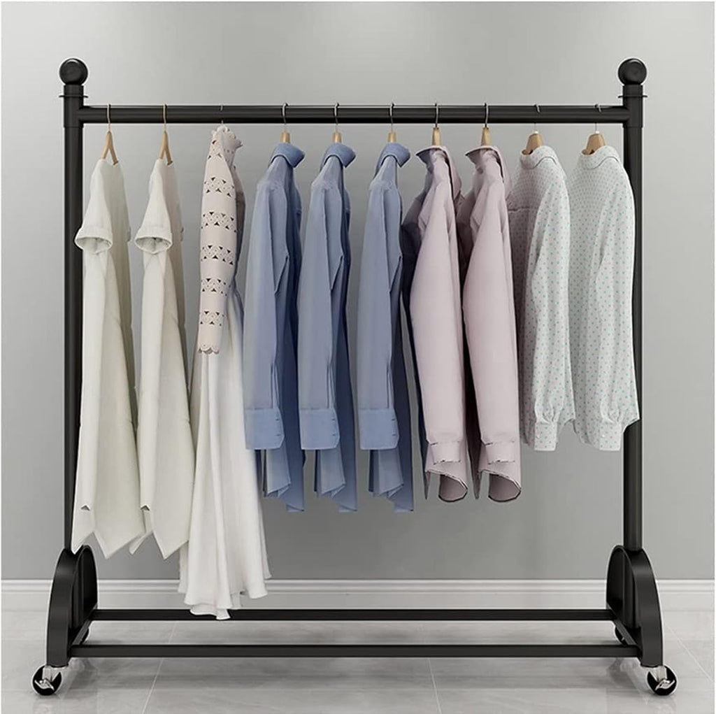 Adjustable Rolling Garment Rack with Wheels, Sturdy Metal Clothes Hanger for Organizing Coats, Dresses, and Shirts in Retail, Office, or Home Use