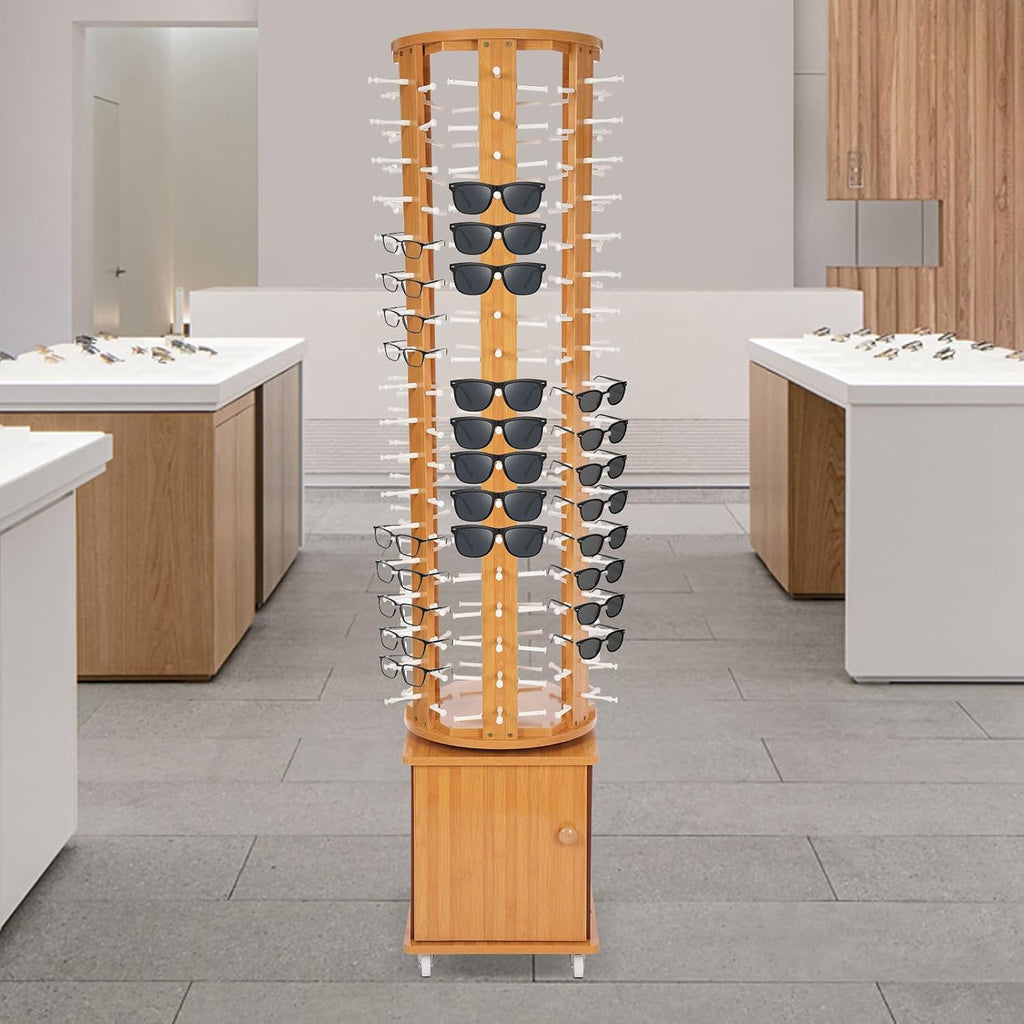 Sunglasses Retail Display Rack,Rotating Glasses Rack,108 Pairs Sunglasses Holder,Eyewear Storage Organizer w/4 Wheels