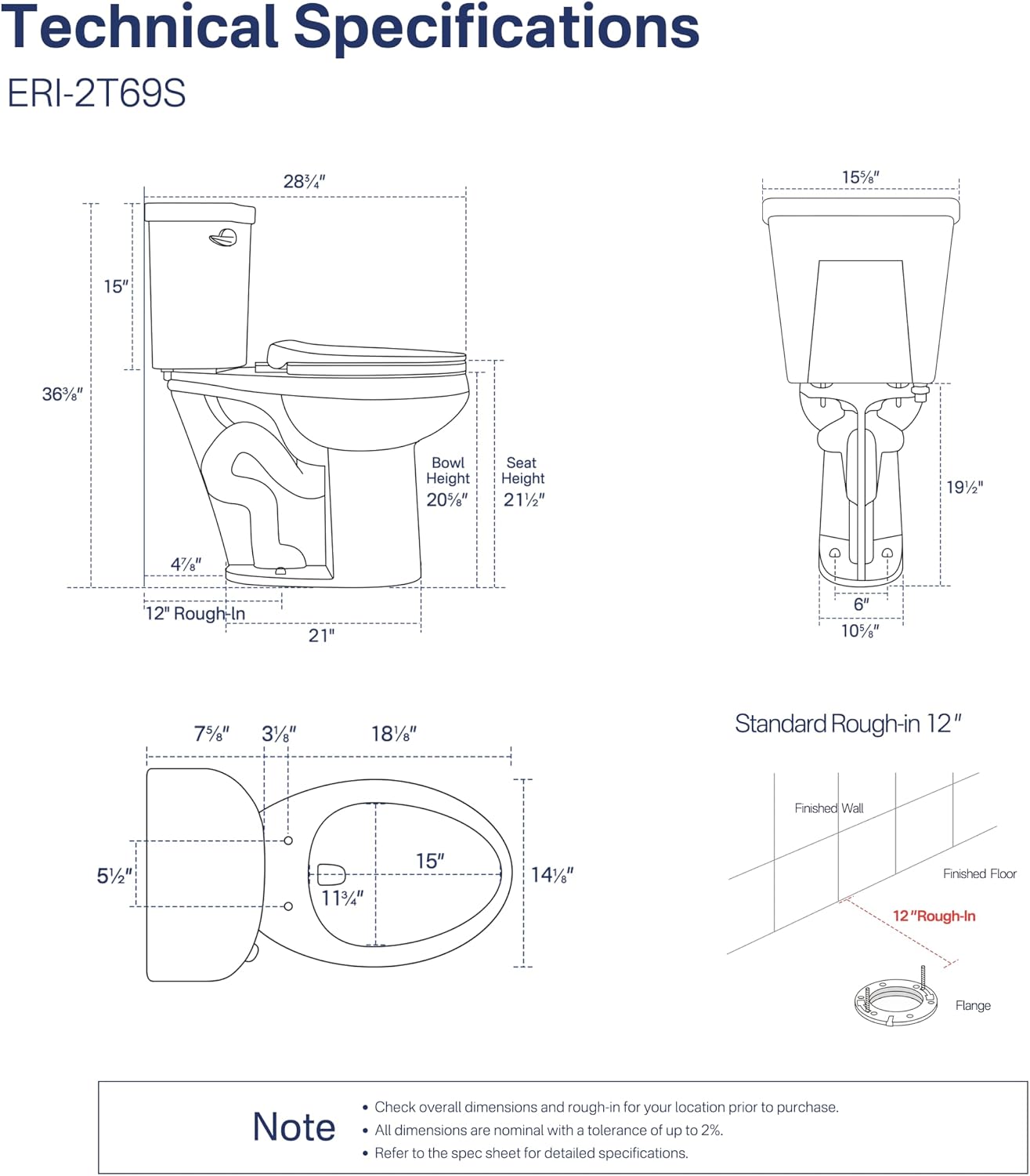 Eridanus Extra Tall Two Piece Toilet, ADA Compliant Chair Height 21.5', Elongated Toilets Bowl 21' with Soft Close Seat, 1.28 GPF Single Flush, 12' Rough-In, High Toilet for Senior, Pregnant, Handicap