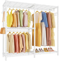 VIPEK V4 Garment Rack for Hanging Clothes, Portable Wardrobe Freestanding Closet Organizer, Heavy Duty Clothes Rack Metal Clothing Rack with 3 Hanging Rods & 2 Side Hooks, Max Load 810lbs, White
