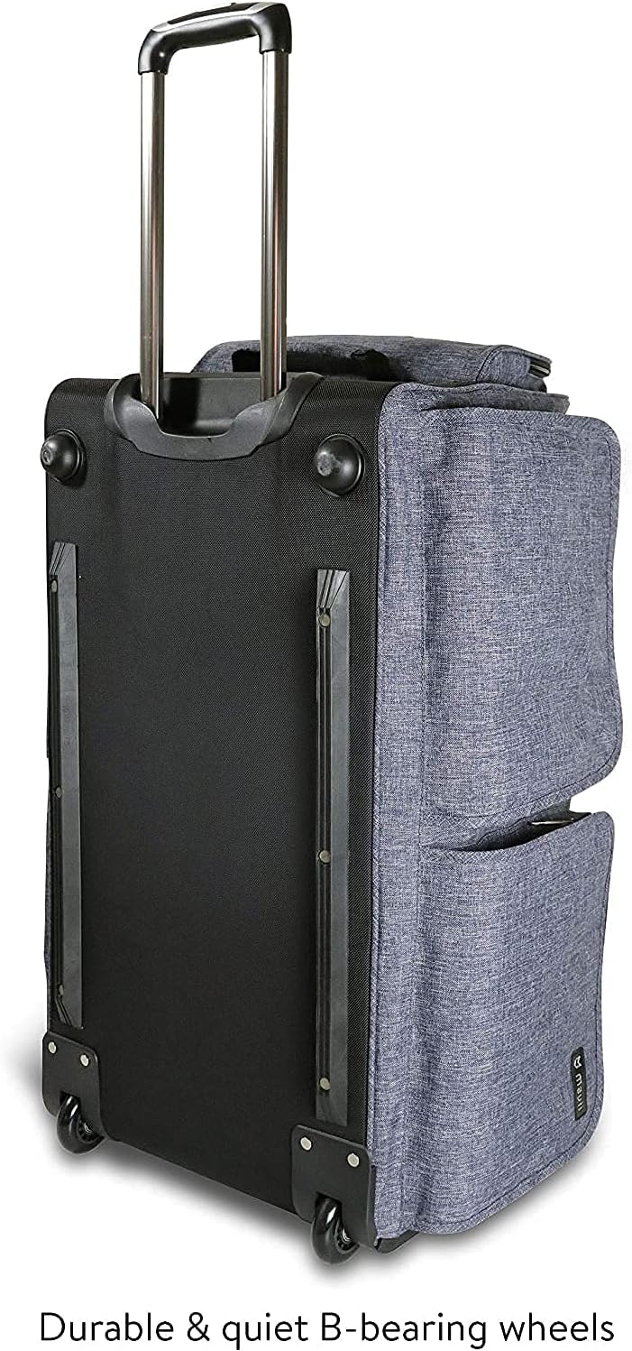 Mavii Dance Bag with Garment Rack, 28 inch Rolling Duffel With, Ideal for Competitions & Travel, Easy-assembly Lightweight Aluminum Clothes Rack, Wheeled Upright Luggage, Heathered Gray