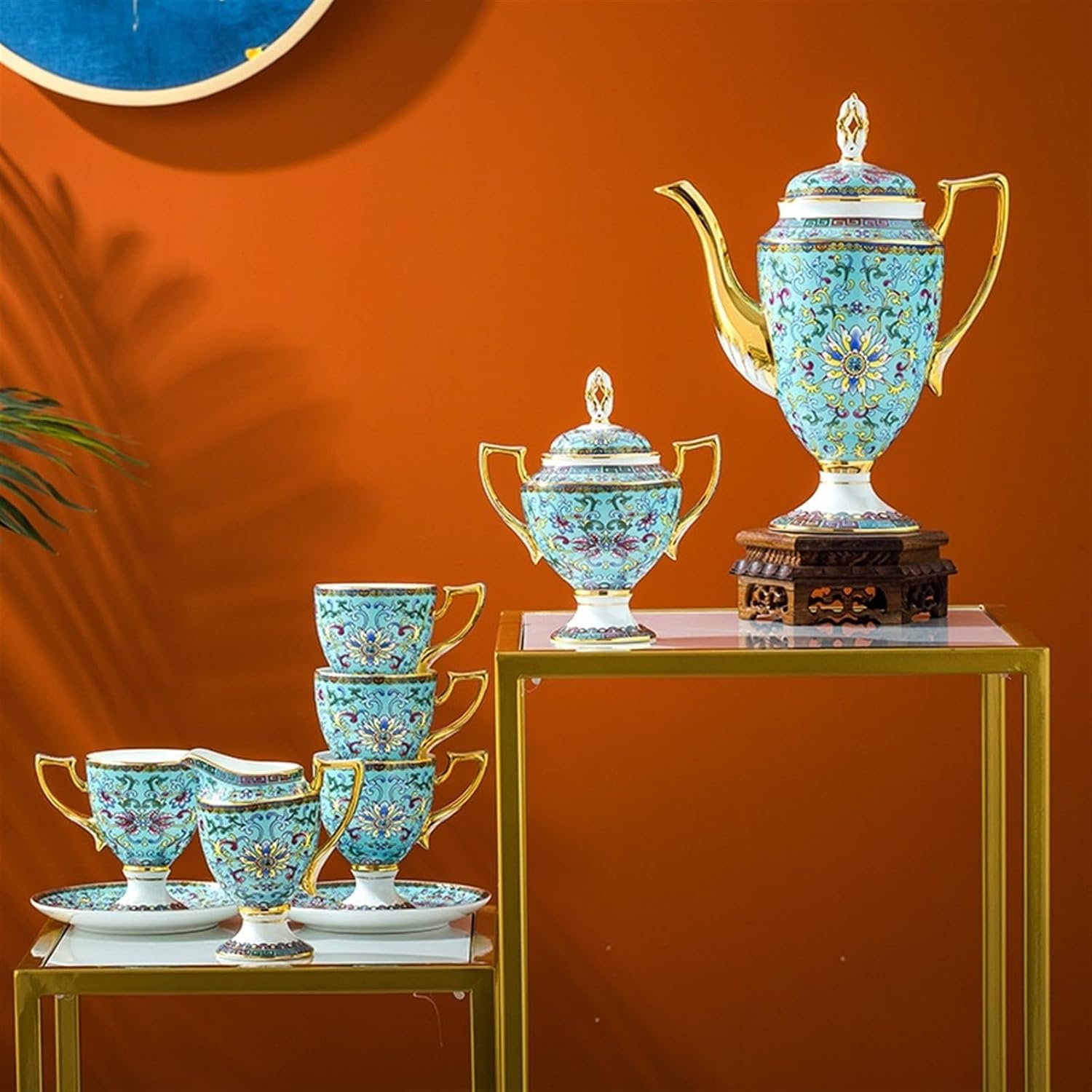 Beverage Serveware 15-piece afternoon tea coffee set bone china coffee cup and saucer set multifunctional household tea set tea party essentials Water Carafe