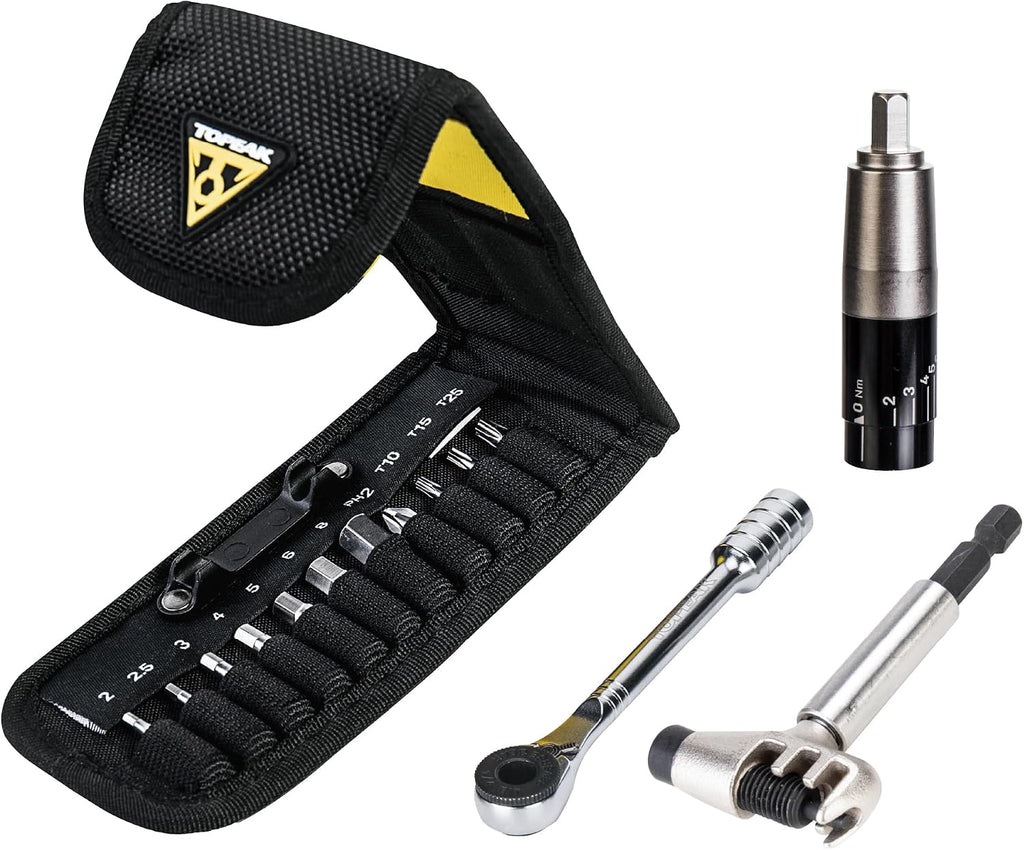 Topeak Ratchet Rocket Lite NTX+ Bike Repair Tool Kit – 19 Function Compact Multitool with Adjustable Torque TorqBit (2–6 Nm), Allen & Torx Bits, Phillips Driver, Chain Tool, Magnetic Bit Holder & Case | bike-hand-tools