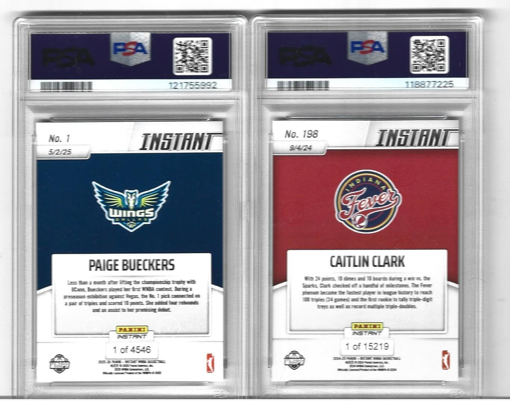 Graded Psa 10 Caitlin Clark & Paige Bueckers Basketball 2 Card Rookie Lot Professional Rookie Of The Year Winners The Last 2 Seasons. You Will Receive Both Cards Shown
