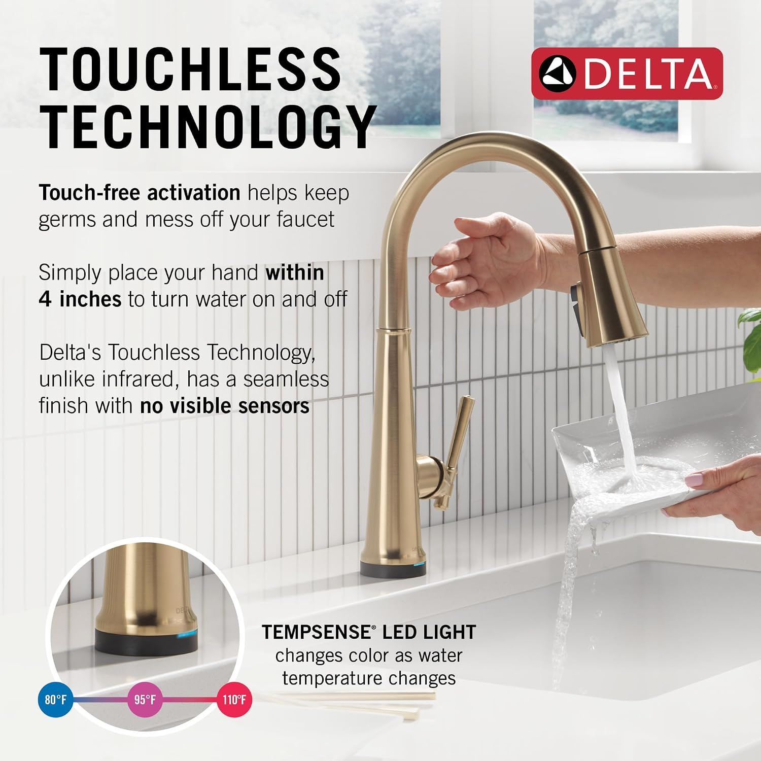 Touch2O Technology Kitchen Faucet with Touchless Technology
