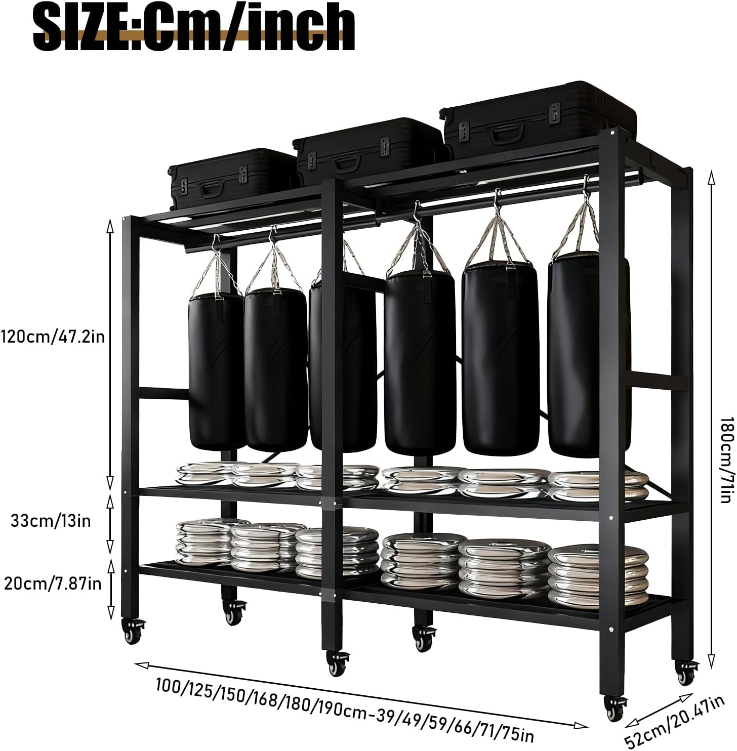 Heavy Duty Portable Wardrobe, Metal Foldable Covered Clothes Rack, 1500LBS, Freestanding Closet System Rolling Garment Rack, for Bedroom Closet (Black Zipper, 66in)