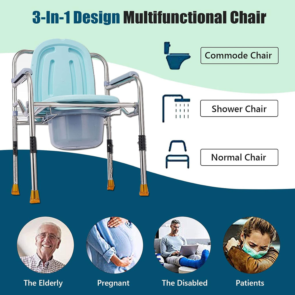 Stand Alone Raised Toilet Seat 330lbs - Heavy Duty Medical Homecare Commode Chair, Height Adjustable Legs, Bathroom Assist Frame for Elderly, Handicap, Disabled