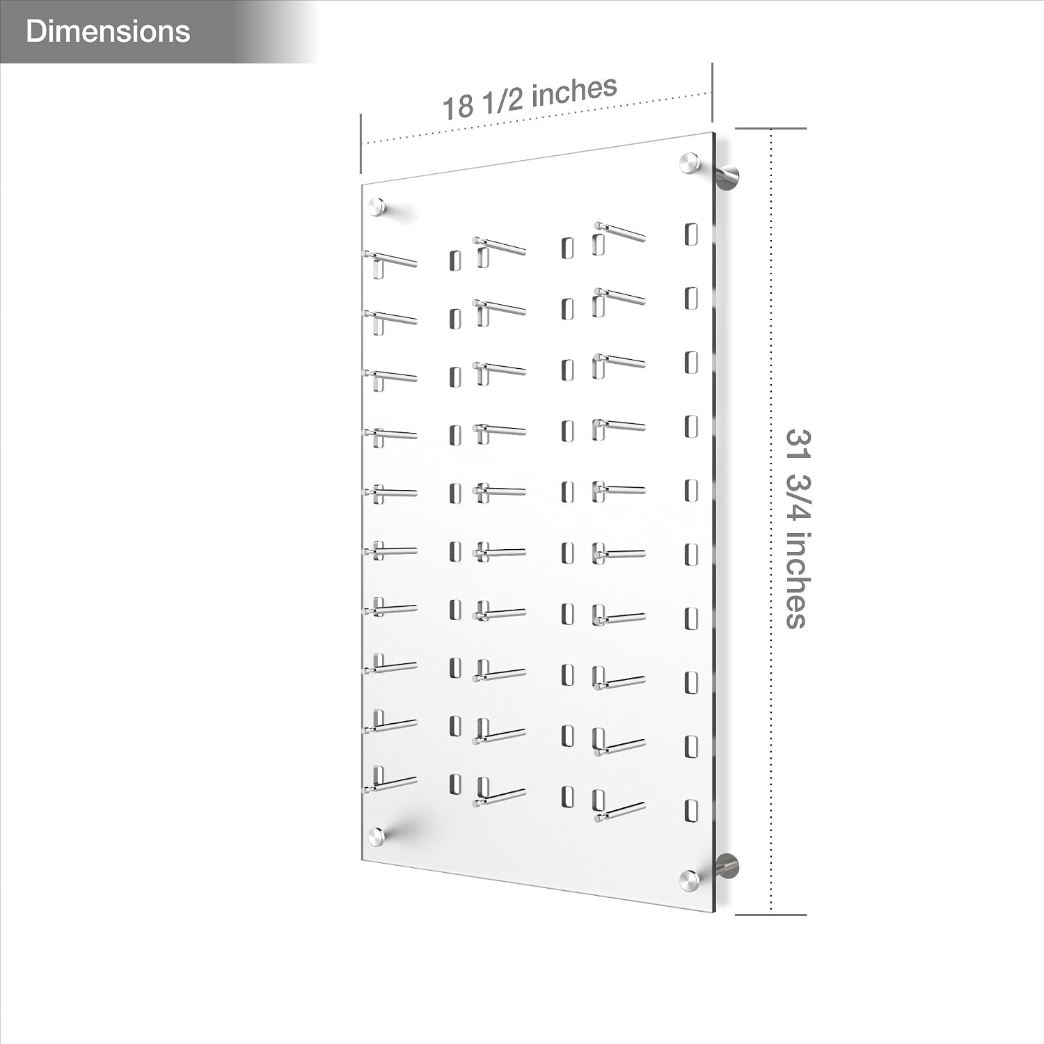 Optical Display for 30 Eyewear Frames - Wall Mount Acrylic Eyewear or Sunglass Display Package in Frosted White – 31.75' (H) X 18.5' (W)