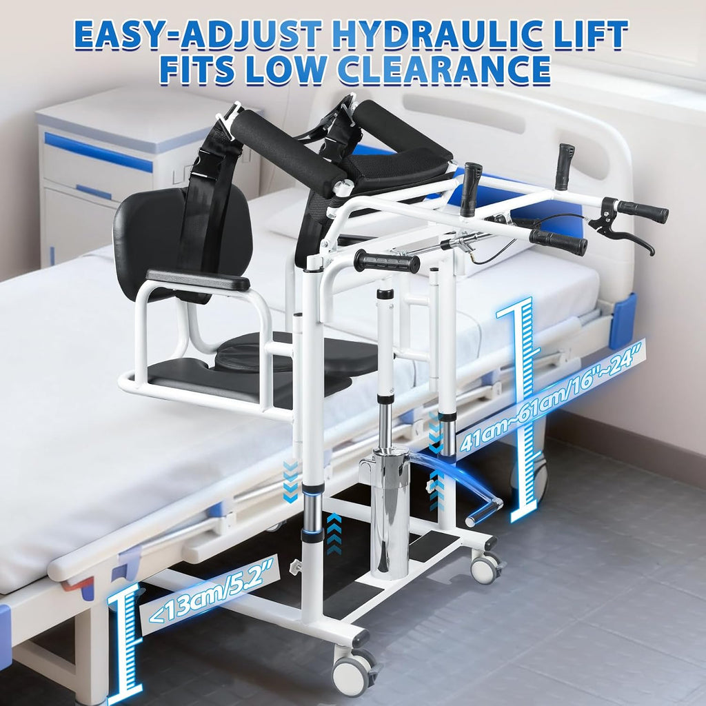Patient Lift Transfer Chair - Heavy Duty Shower Commode Chair with Toilet Safety Frame (Dual A - Black & Rack)