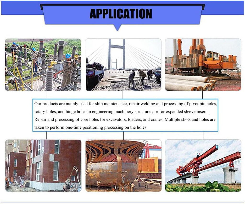 Portable Line Boring Hole Drilling Machine with End Face Repair, 2.16-7.87 Inch Bore Diameter, 5.24ft Bar Rod Control Handle for Excavator Loader Engineering Machinery, 110V, 1500W