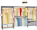 Golpart Coat Rack Clothes Wardrobe：Closet Organizer and Storage Clothing Garment Rack with Shelves Heavy Duty for Hanging Clothes Portable Adjustable Black 15.8' DX(70-88)' WX76.5 H