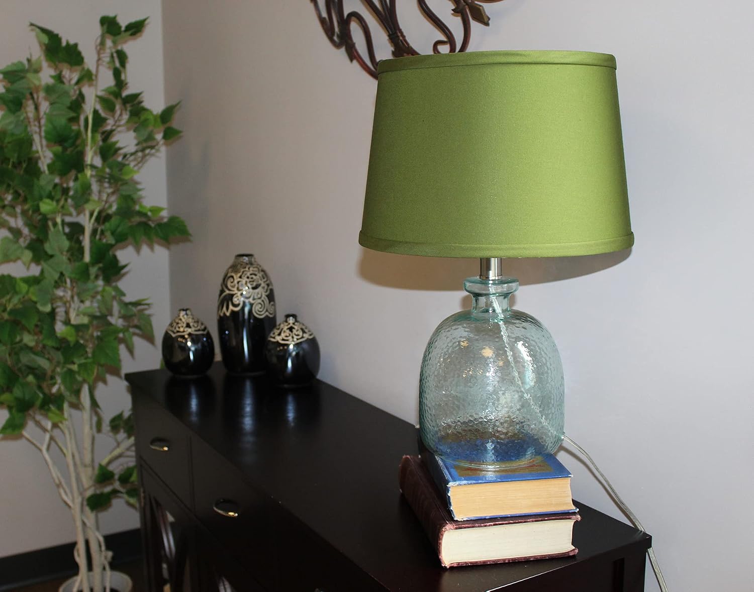 FenchelShades.com Set of 2 Lampshades 10' Top Diameter x 12' Bottom Diameter x 8' Slant Height with Washer (Spider) Attachment. Attaches to Lamps with an existing Harp (not included) (Linen Avocado)