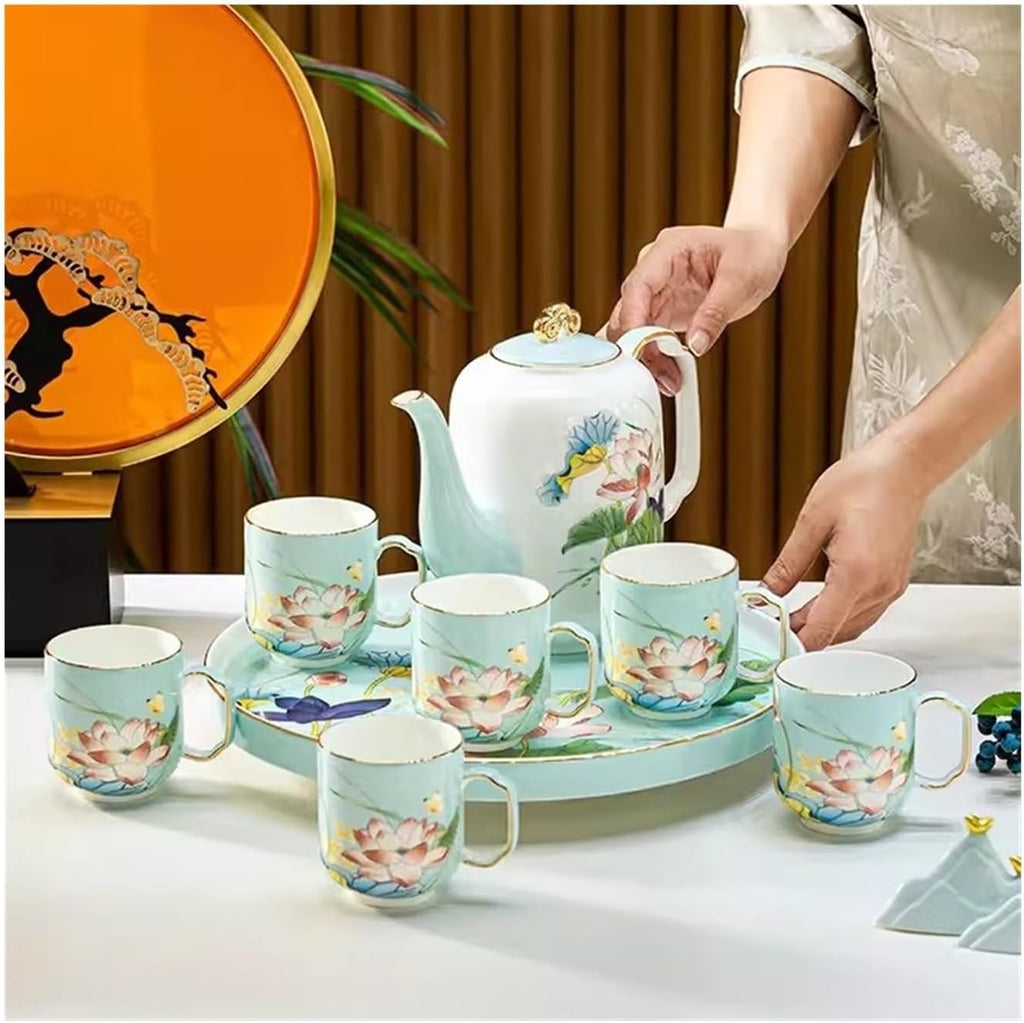 Beverage Serveware 8-piece water set living room reception teapot cup combination Phnom rim drinking kettle teapot set Water Carafe