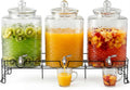 3 Pack 5 Gallon Glass Drink Dispensers with Stand for Party, Leak Proof Large Beverage Dispensers Jugs with Stainless Steel Spigots for Party, Wedding, Juice, Lemonade Iced Tea and More