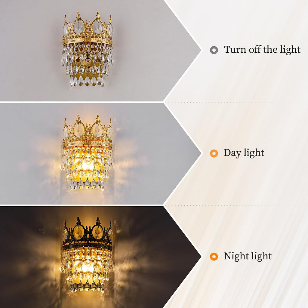 TOCHIC Wall Sconces Set of Two, Gold Wall Lights Fixtures for Bedroom, Vintage Wall Lamp for Hallway, Living Room, Stairway