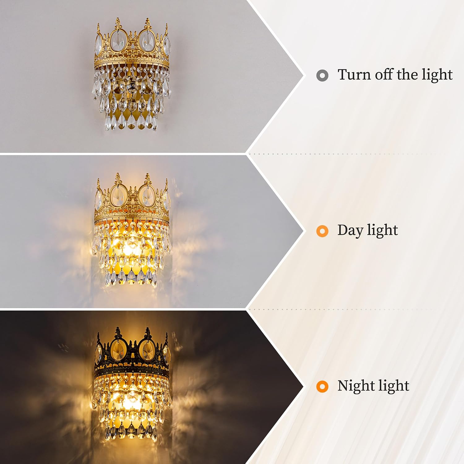 TOCHIC Wall Sconces Set of Two, Gold Wall Lights Fixtures for Bedroom, Vintage Wall Lamp for Hallway, Living Room, Stairway