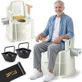 500 Lbs Heavy Duty Bedside Commode, 3-in-1 Portable Potty Chair for Elderly & Adults, Night Toilet with Motion Light, PU Padded Sofa Chair, 2 Heights, Buckets & Tissue Box