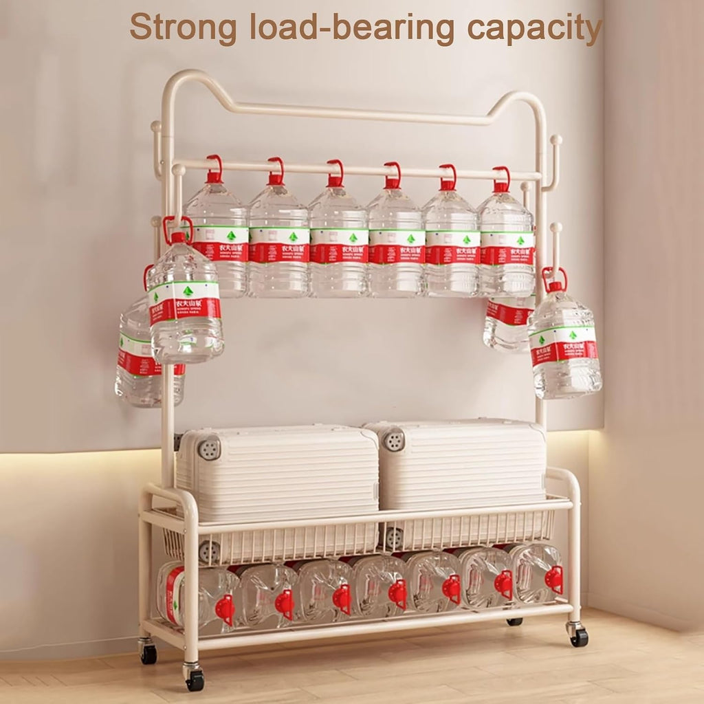 Clothes Rack For Hanging Clothes,Portable Rolling Garment Racks With Wheels And Hooks,Metal Freestanding Coat Rack With Storage Shelves,Clothing Rack For Bedroom(80cm(31.5in))