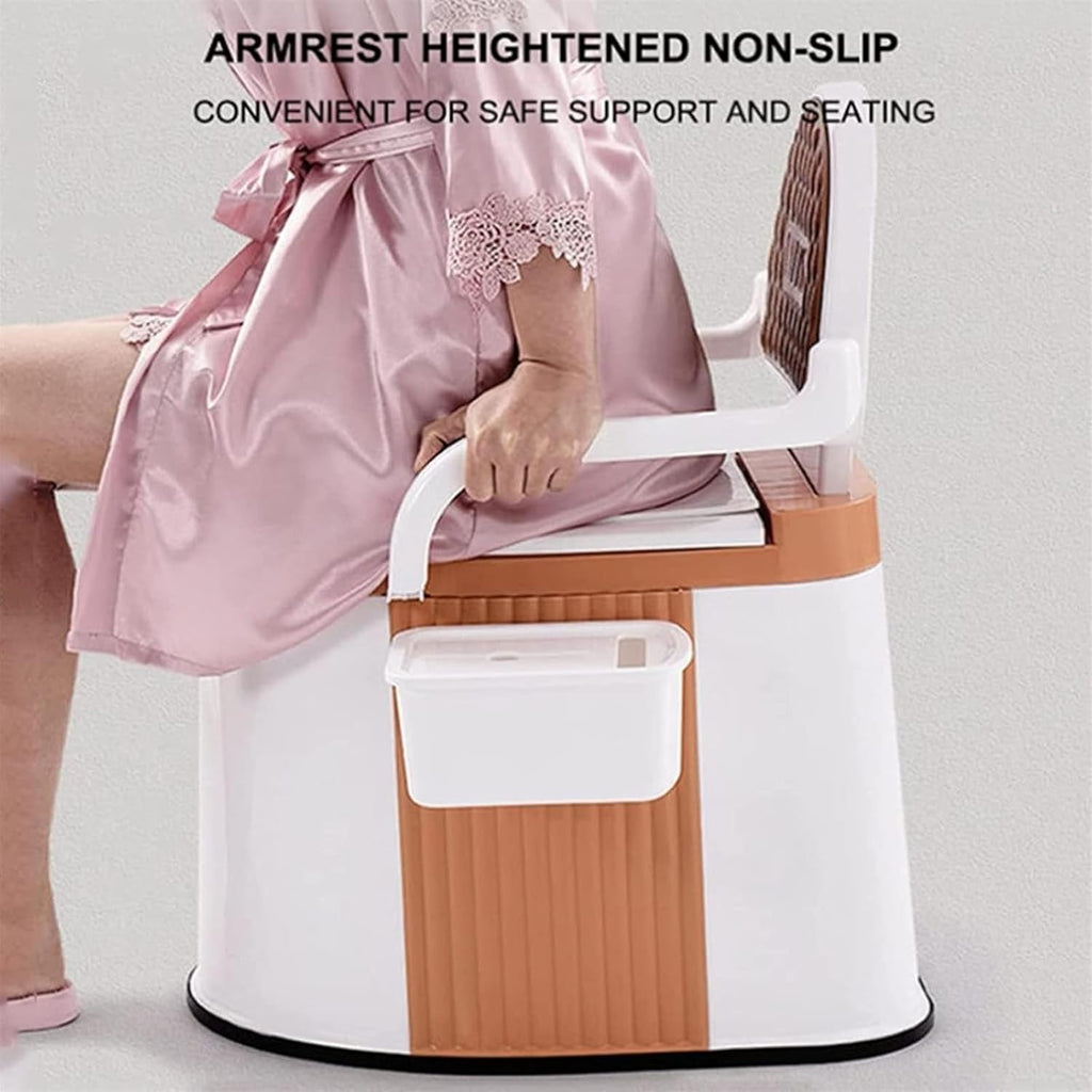 Bedside Commode,Toilet Seat with Handles Mobile Sturdy and Beautiful Extra Wide Toilet Chair Anti Slip and Anti Rollover for Outdoor Indoor Easy Cleaning