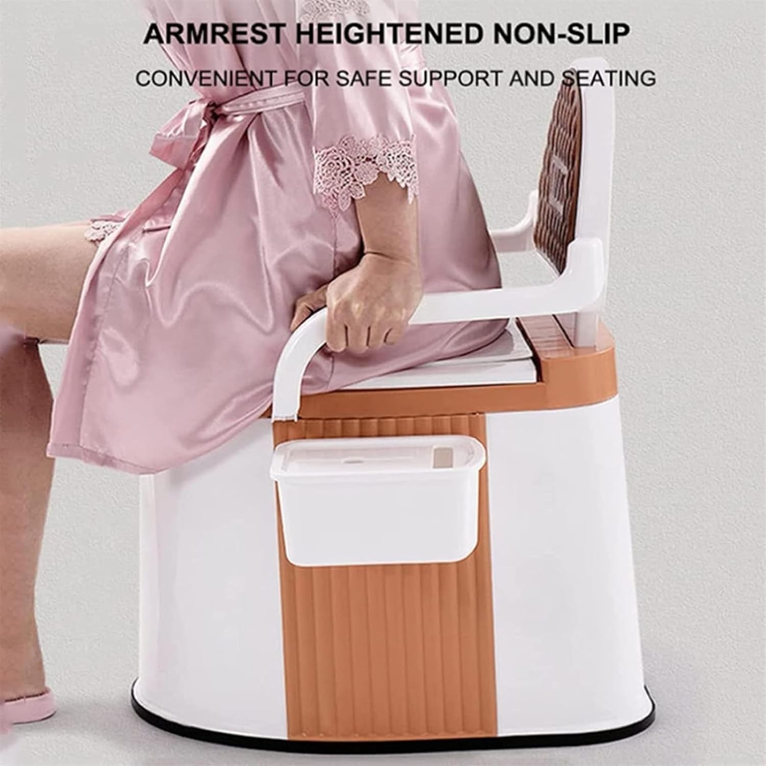 Bedside Commode,Toilet Seat with Handles Mobile Sturdy and Beautiful Extra Wide Toilet Chair Anti Slip and Anti Rollover for Outdoor Indoor Easy Cleaning