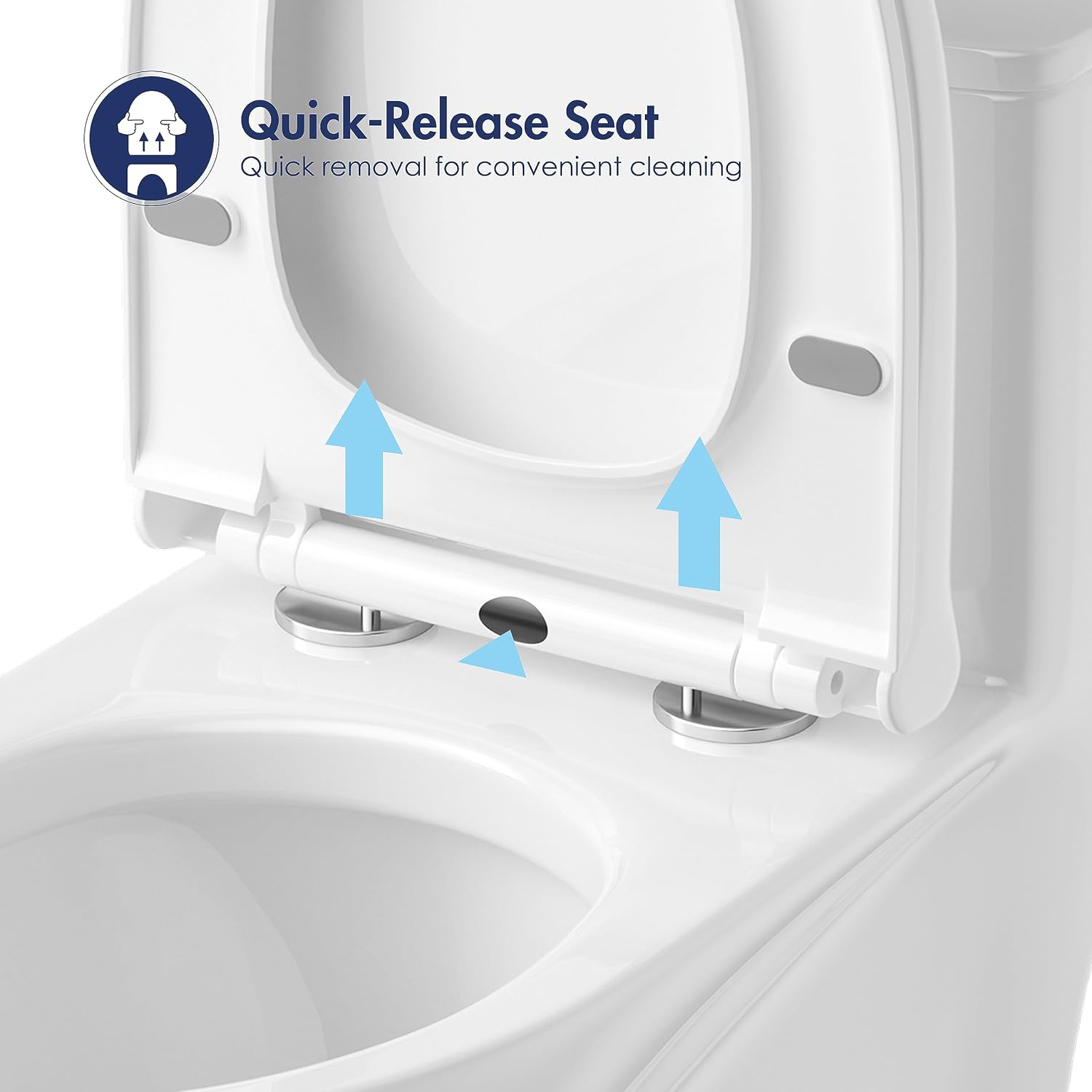 Eridanus One Piece Toilet, Elongated with Soft Closing Seat, Small Compact Toilet with 16⅜' Height Seat, Powerful & Quiet Dual Flush (1.1/1.6 GPF), 12' Rough-In
