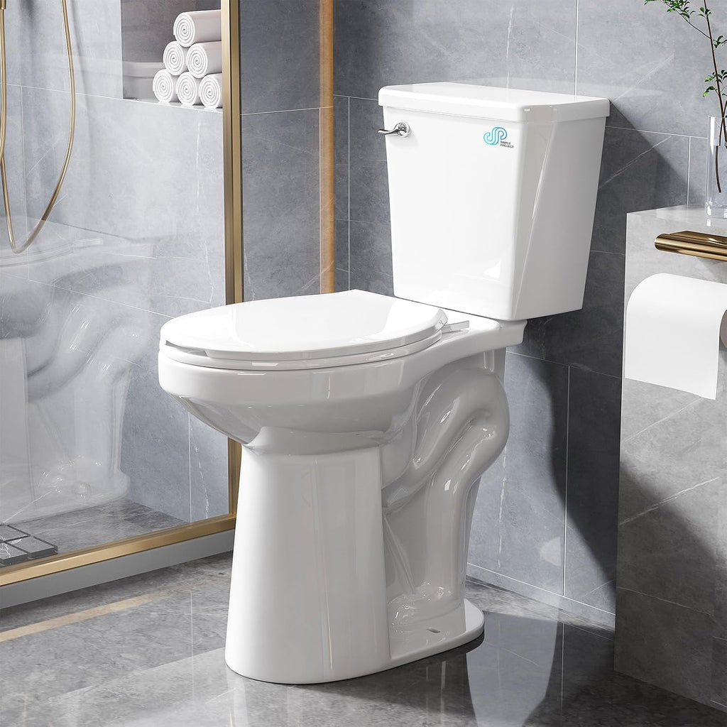 Simple Project 21 Inch Tall Toilet Bowls for Seniors, Extra High Elongated Toilets, Comfort Height Toulet, Seat Height 22', Powerful 1.28 Gpf Single Flush, 12 Inch Rough-in, White, for Bathroom