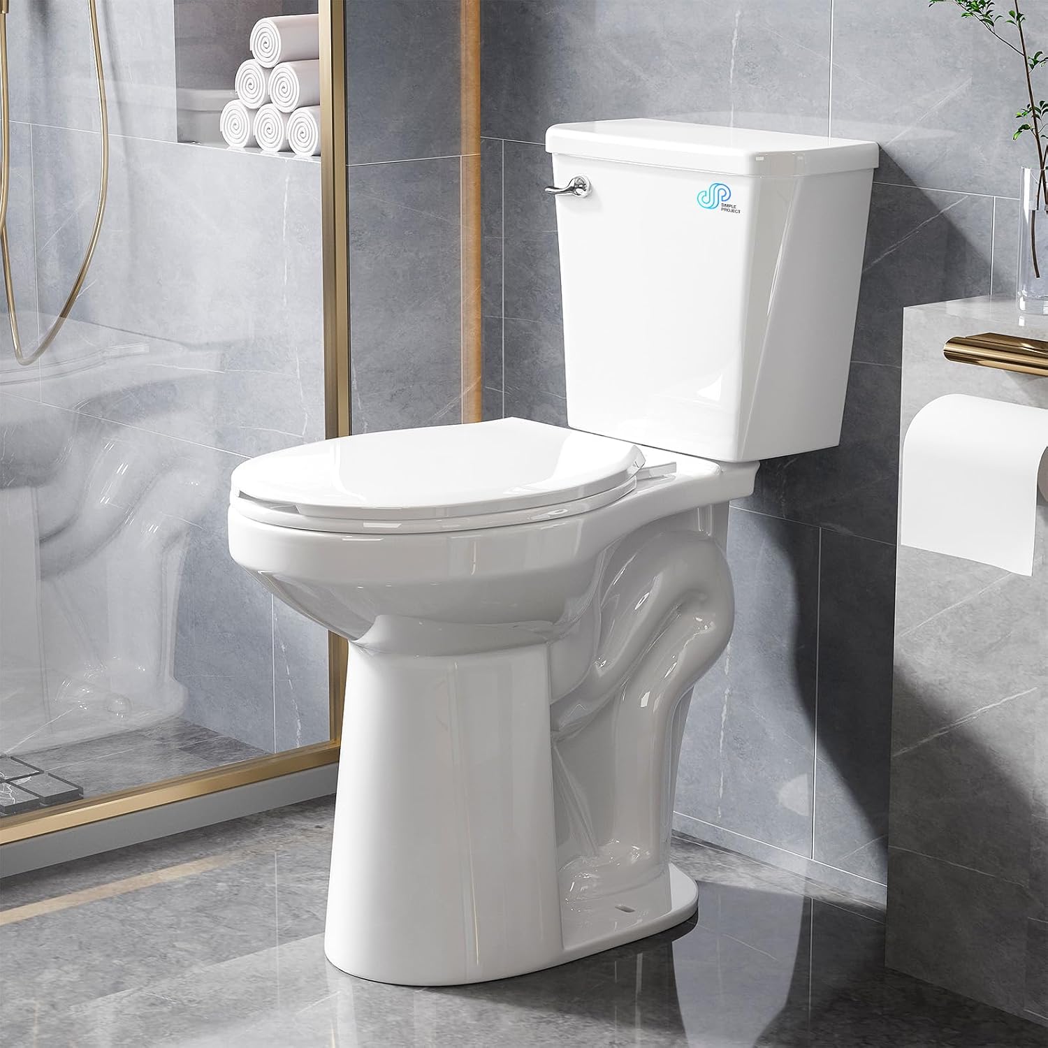 Simple Project 21 Inch Tall Toilet Bowls for Seniors, Extra High Elongated Toilets, Comfort Height Toulet, Seat Height 22', Powerful 1.28 Gpf Single Flush, 12 Inch Rough-in, White, for Bathroom