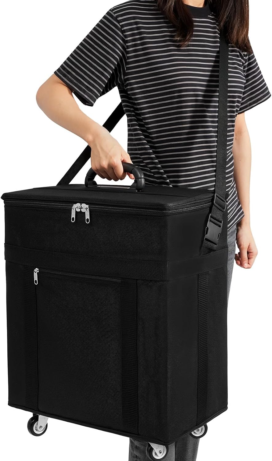 180 Slot Eyeglasses Storage Trolley Case, 12 Trays Eyeglasses Organizer, Sunglasses Trolley Box with Shoulder Strap Black Eyeglasses Collector for Outdoor& Indoor Exhibitions