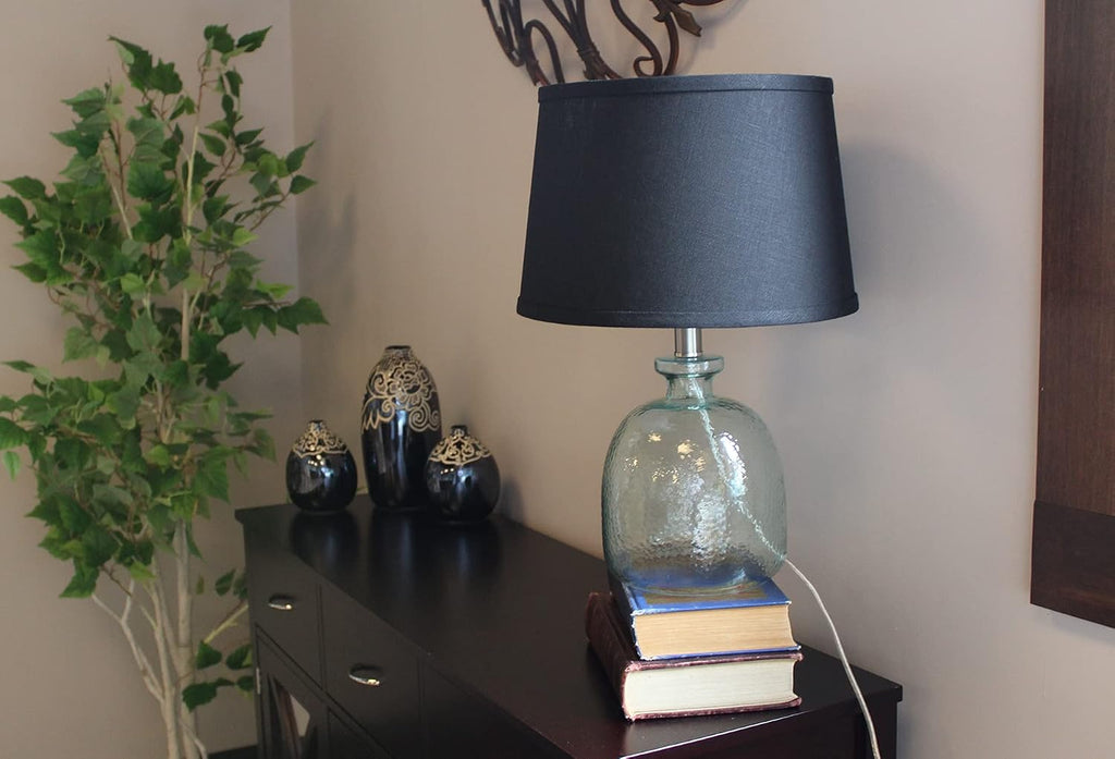 FenchelShades.com Set of 2 Lampshades 10' Top Diameter x 12' Bottom Diameter x 8' Slant Height with Washer (Spider) Attachment. Attaches to Lamps with an existing Harp (not included) (Designer Black)