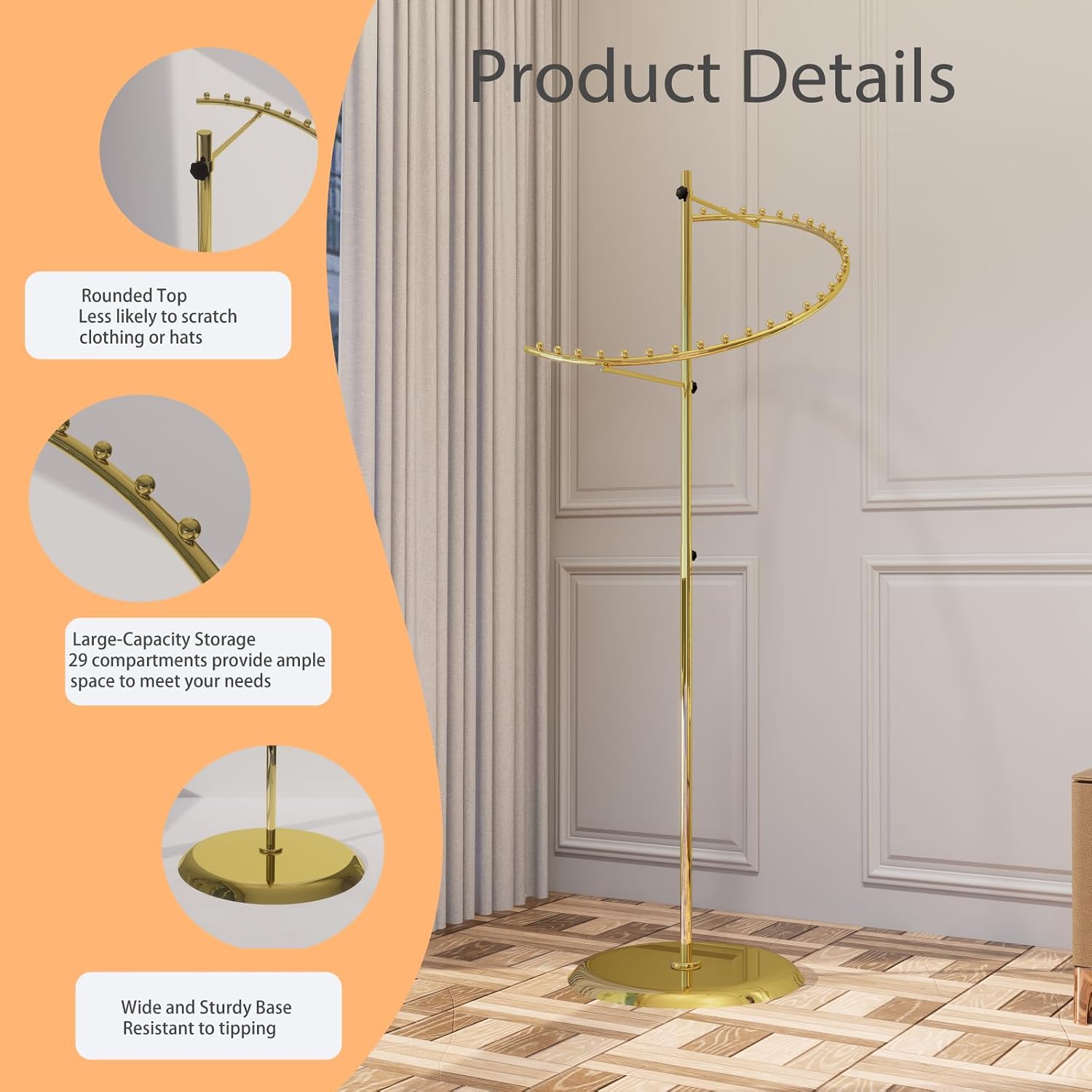 Heavy Duty Spiral Retail Racks for Clothes Gold Hanging Clothes Rack Store Boutique Clothing Rack Closet Racks for Bedroom and Shop