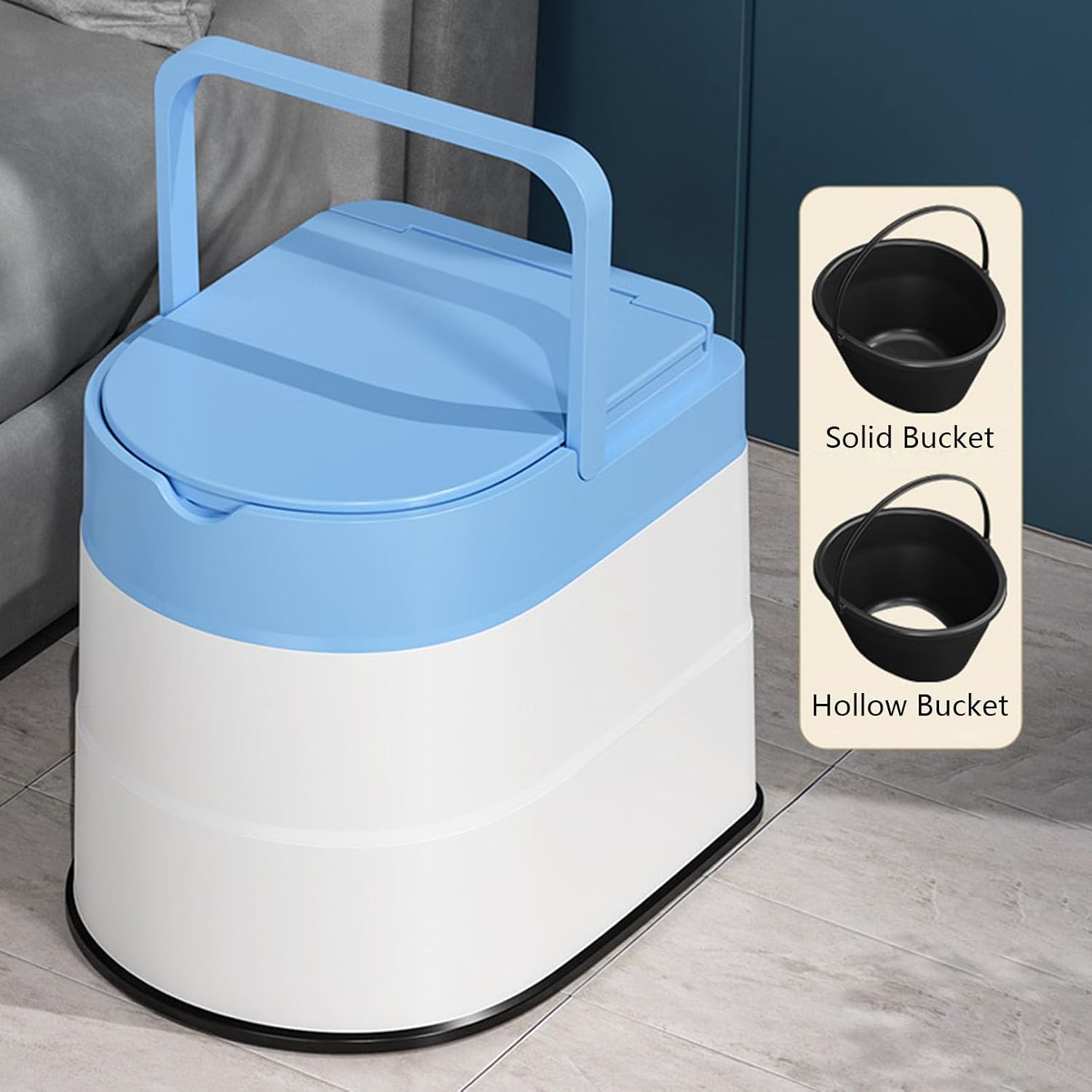 Raised Toilet Seat with Handles Up to 500 Lbs, Elevated Handicap Toilet Seat Riser for Seniors Waterproof, Non Slip, Stand Alone Toilet Safety Frame, Fit Any Toilet, Blue