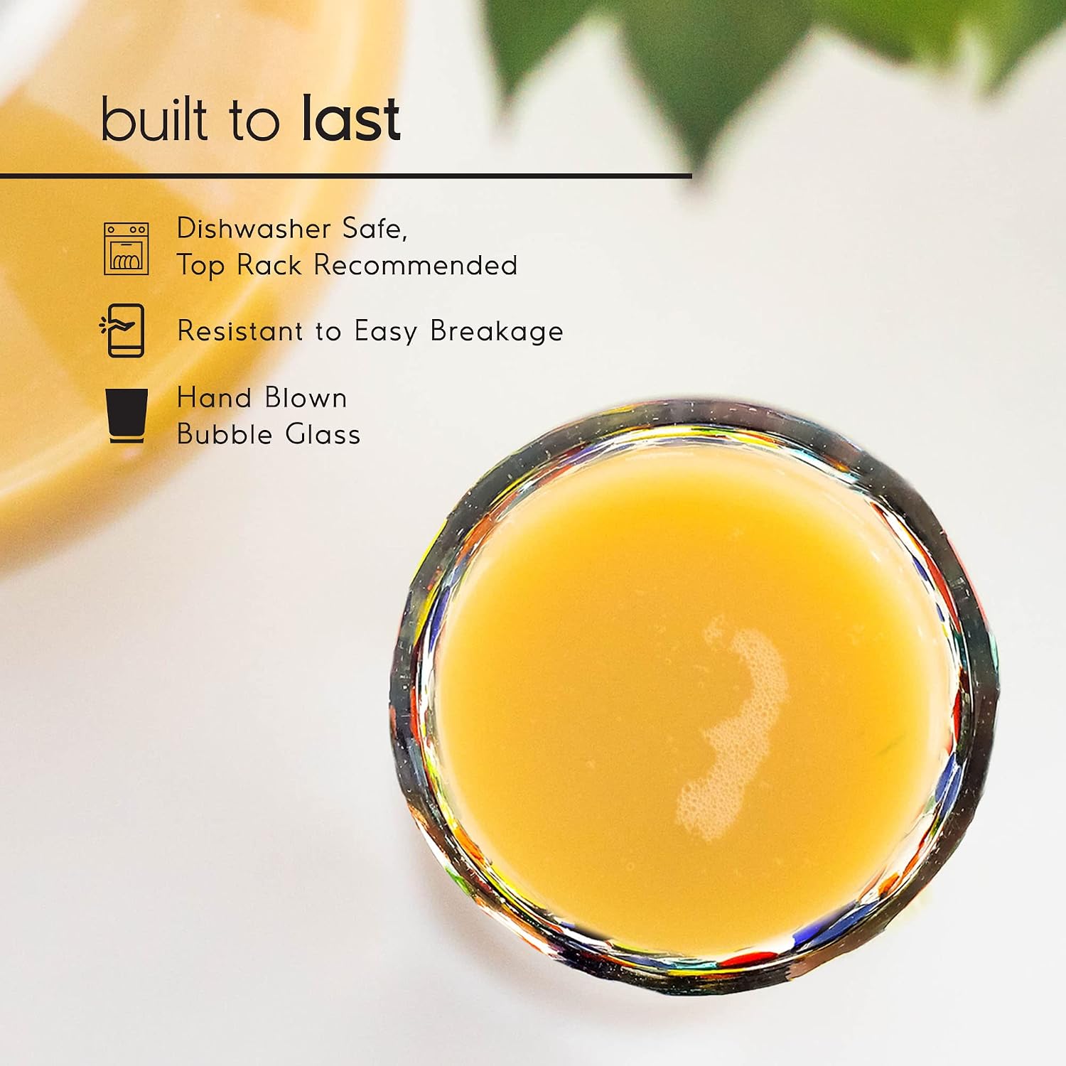 Confetti Rocks 20 oz Tall Iced Tea Glasses (set of 6) | Hand Blown Drinking Glasses, Multicolor Mexican Glassware Tumblers for Water, Juice, Margaritas & Cocktails | Lead-free, Toxin-Free