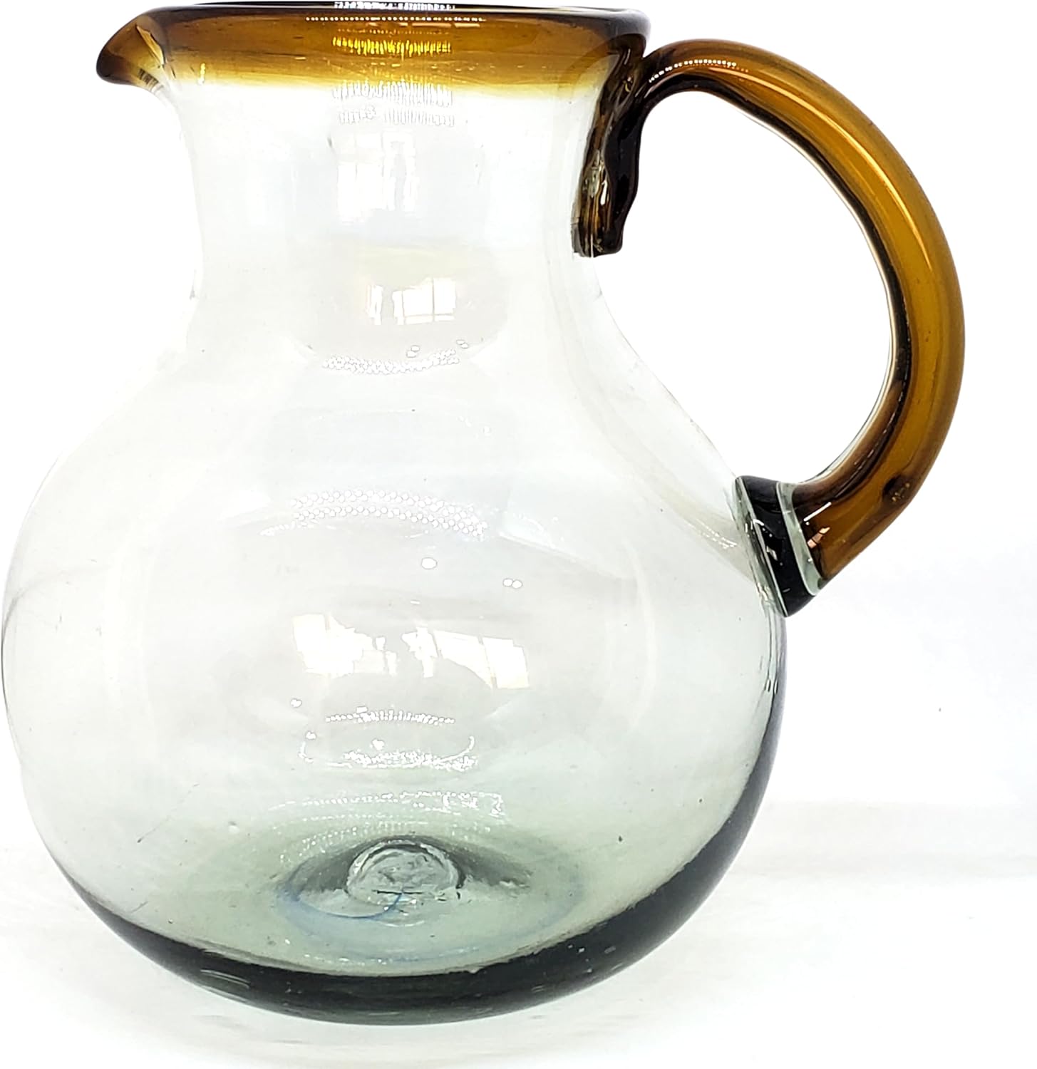 Amber Rim 120 oz Pitcher and 6 Drinking Glasses set, Recycled Glass, Lead-free, Toxin-Free (Pitcher & Glasses)