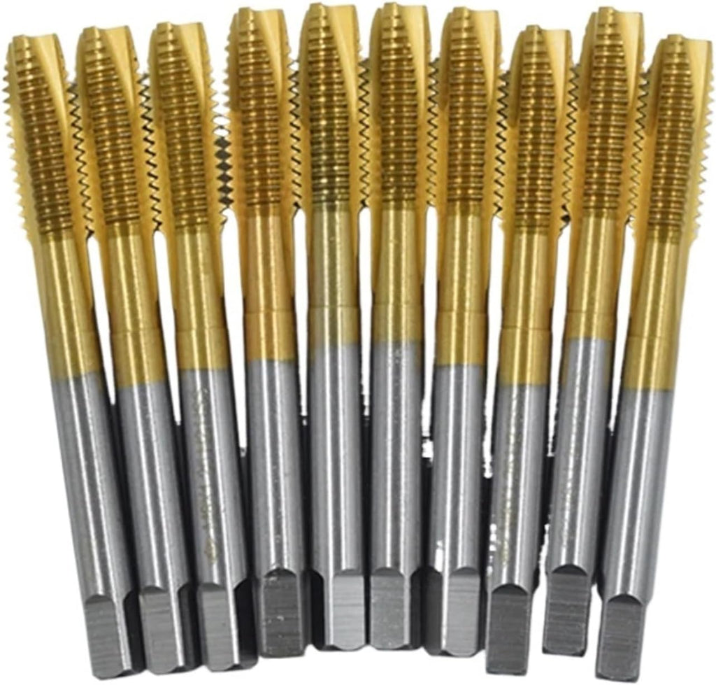 Titanium Coated High Speed Steel Spiral Point Plug Thread Screw Tap Tool Set Forward Chip Ejection Round Shank Taps and Dies(Titanium Coated,3 pcs,M30 X 3.5)
