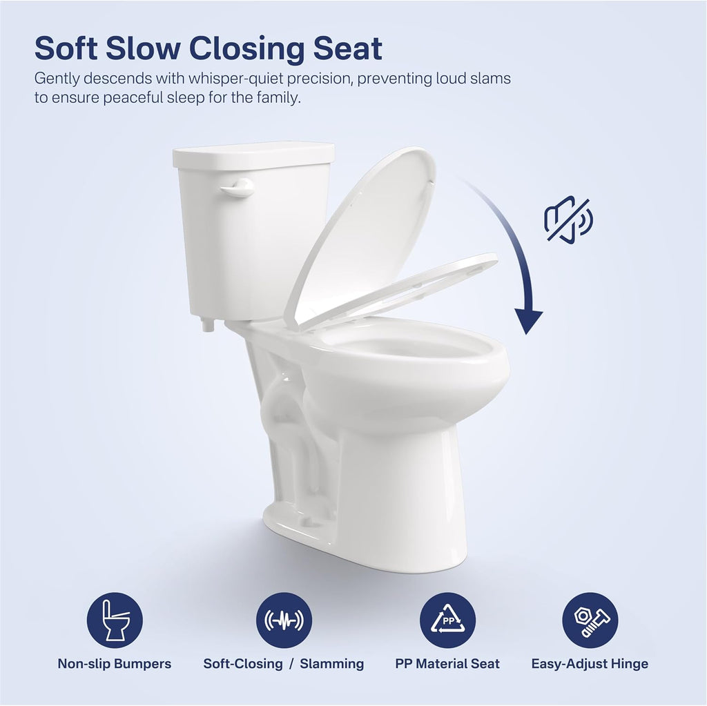 Eridanus Tall Two Piece Toilet, ADA Compliant Chair Height 19.7', Elongated Toilets Bowl 19' with Soft Close Seat, Single Flush 1.28 GPF Powerful Siphon, 12' Rough-In Floor Mounted Commode for Seniors
