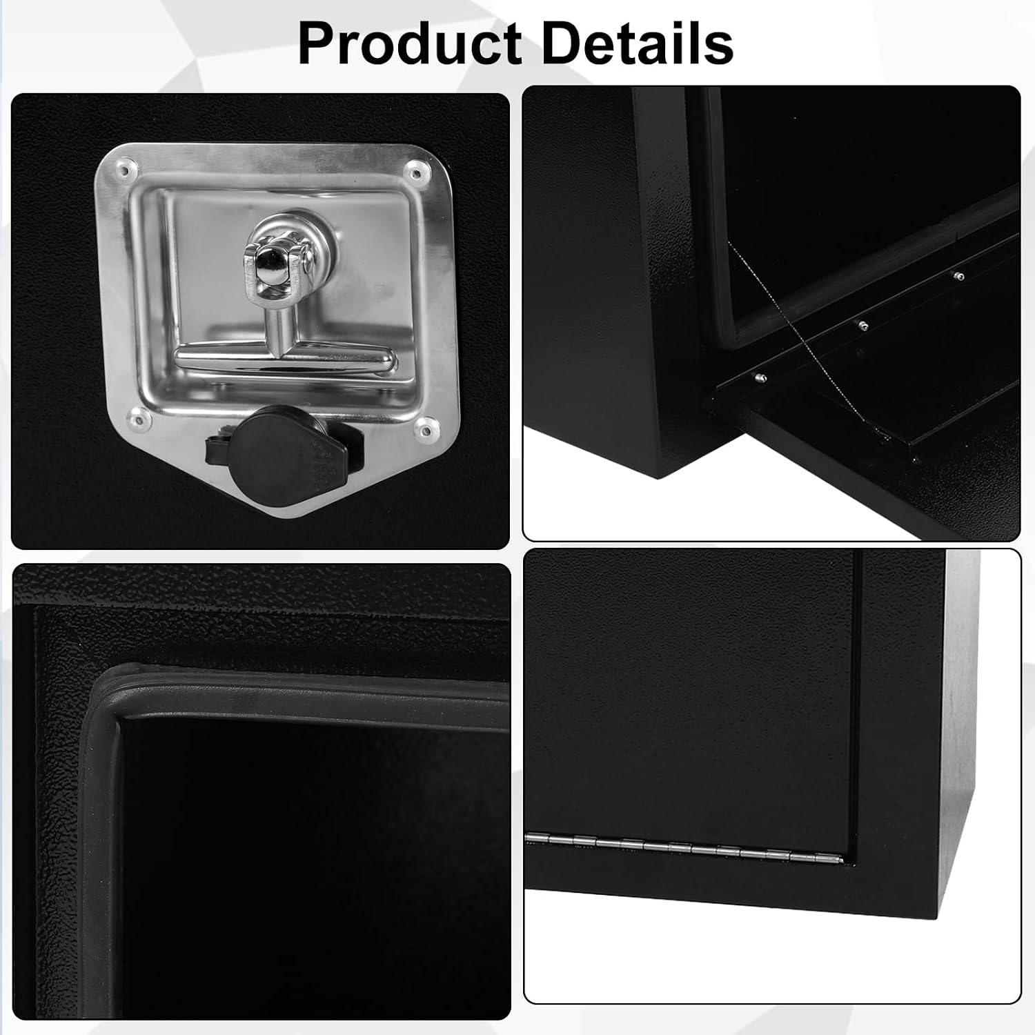 Confote Black Steel Underbody Truck Tool Box with T-Handle Lock, Heavy Duty Truck Storage Organizer - Waterproof, 36'x 12'x 14' inch