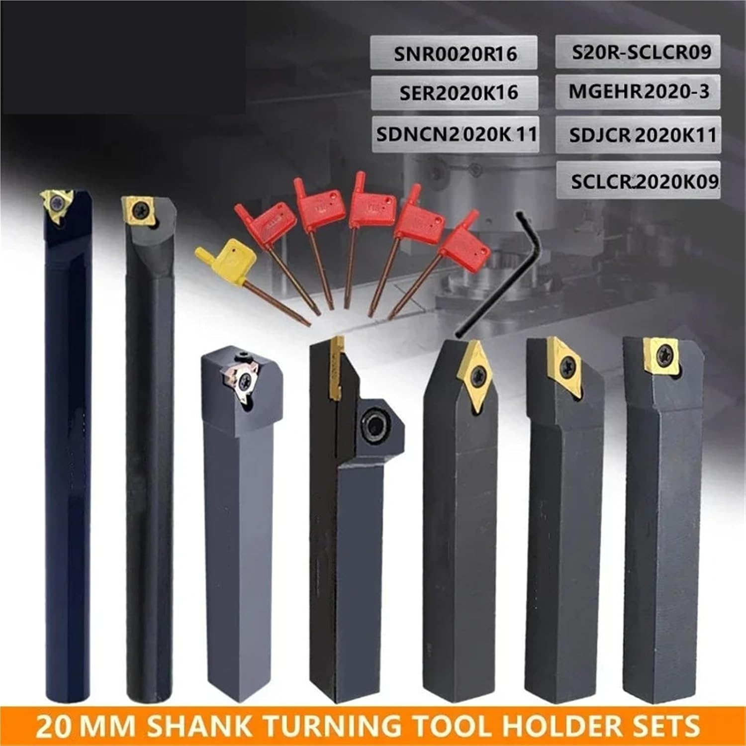 Turning Tool Set 7pcs/Set 20MM CNC Lathe Turning Tool set，Boring Bar and Inserts and Wrenches，for Turning Threading(20mm for Stainless)