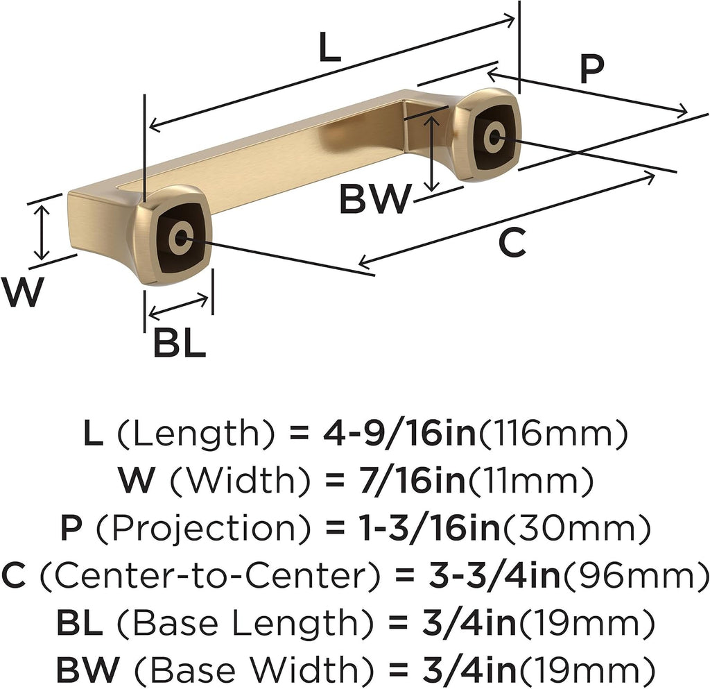 Amerock Hybridize 3-3/4 inch (96mm) Center-to-Center Champagne Bronze Cabinet Pull - 25 Pack