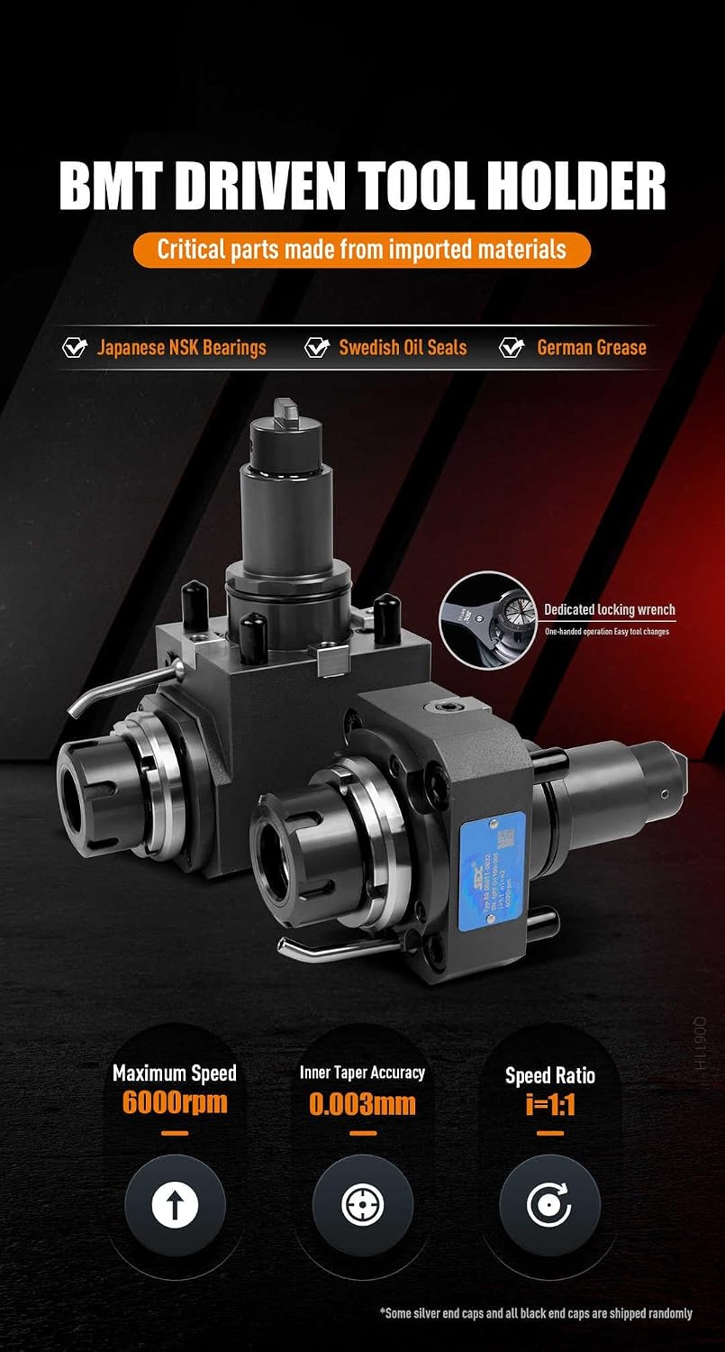 BMT Driven Tool Holder BMT40 Boring Bar Holder Block Turning Tool Holder Block Live Tooling for CNC Lathe BMT40-90°-60-ER25-Y-W External Clamping