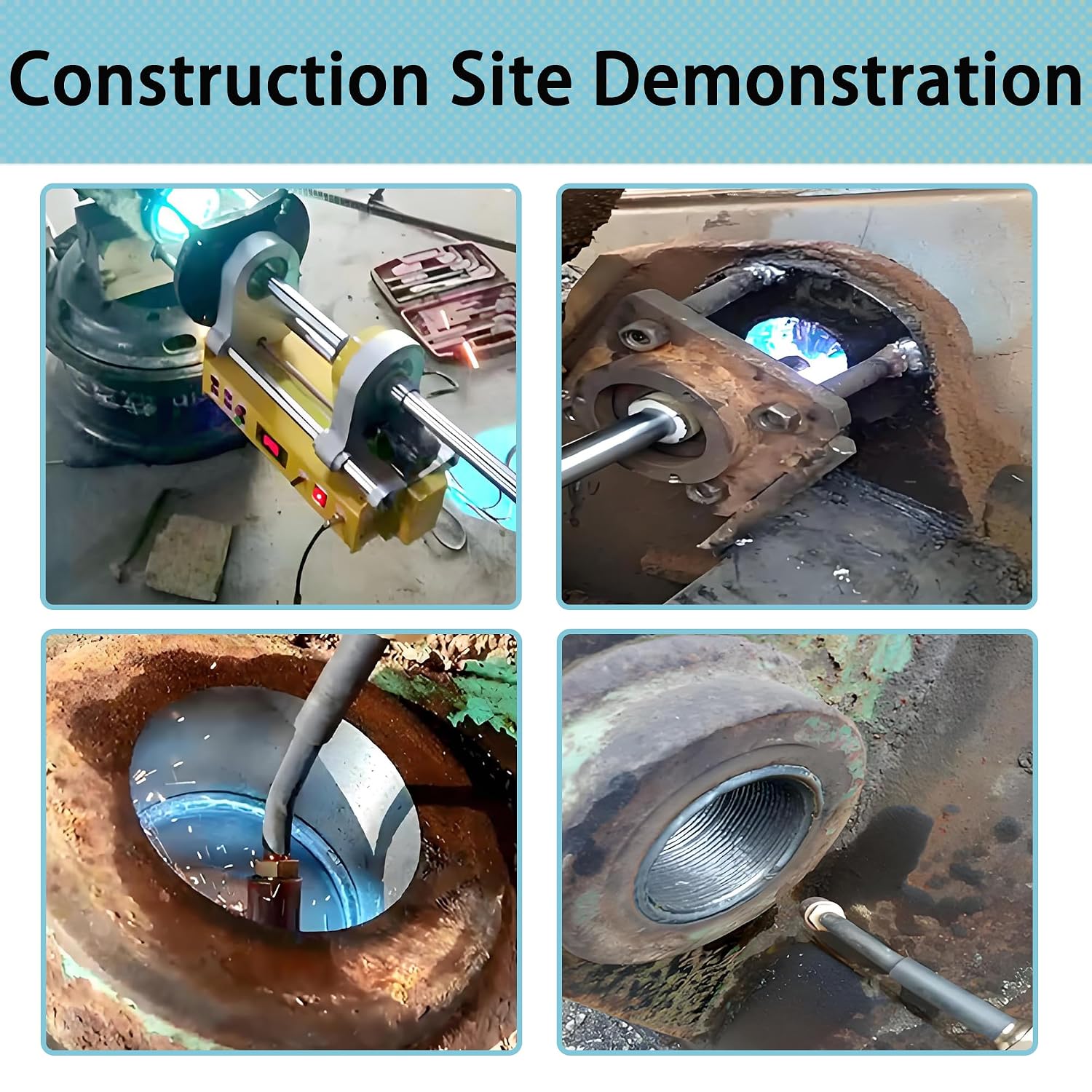 Line Boring and Welding Machine, 110V Line Boring Machine 55-260mm Hole Drilling Repair Bores with Control Handle, 150cm Bar, European Connector for Excavators, Loaders, Cranes No MIG Welder