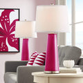 Color + Plus Leo Modern Table Lamps 29 1/2' Tall Set of 2 French Burgundy Glass Tapered Column Plain White Drum Shade for Bedroom Living Room House Home Bedside Nightstand Office Entryway