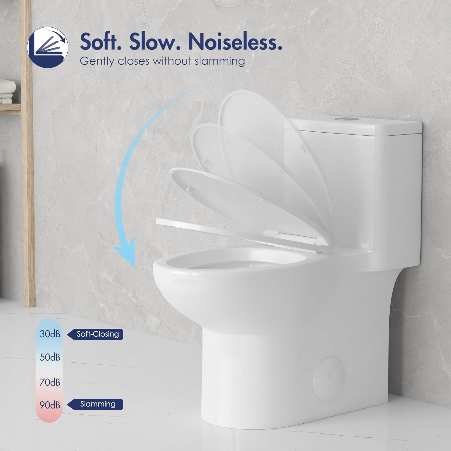 Eridanus One Piece Toilet for Bathroom, Elongated Toilets with Compact Soft Closing Seat, ADA Compliant 17' Chair Height Seat, 12' Rough in, Powerful Dual Flush 1.1/1.6 GPF, Modern Ceramic White