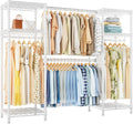 Ulif E7 Heavy Duty Garment Rack, Clothes Organizer and Storage Rack with Expandable Hangers, Metal Clothing Rack with 6 Wire Shelves, (52.3'-72') W x 14.5' D x 71.2' H, Load 838 LBS, White