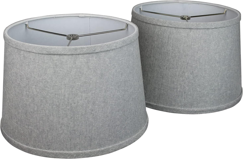 FenchelShades.com Set of 2 Lampshades 10' Top Diameter x 12' Bottom Diameter x 8' Slant Height with Washer (Spider) Attachment. Attaches to Lamps with an existing Harp (not included) (Couture Steel)