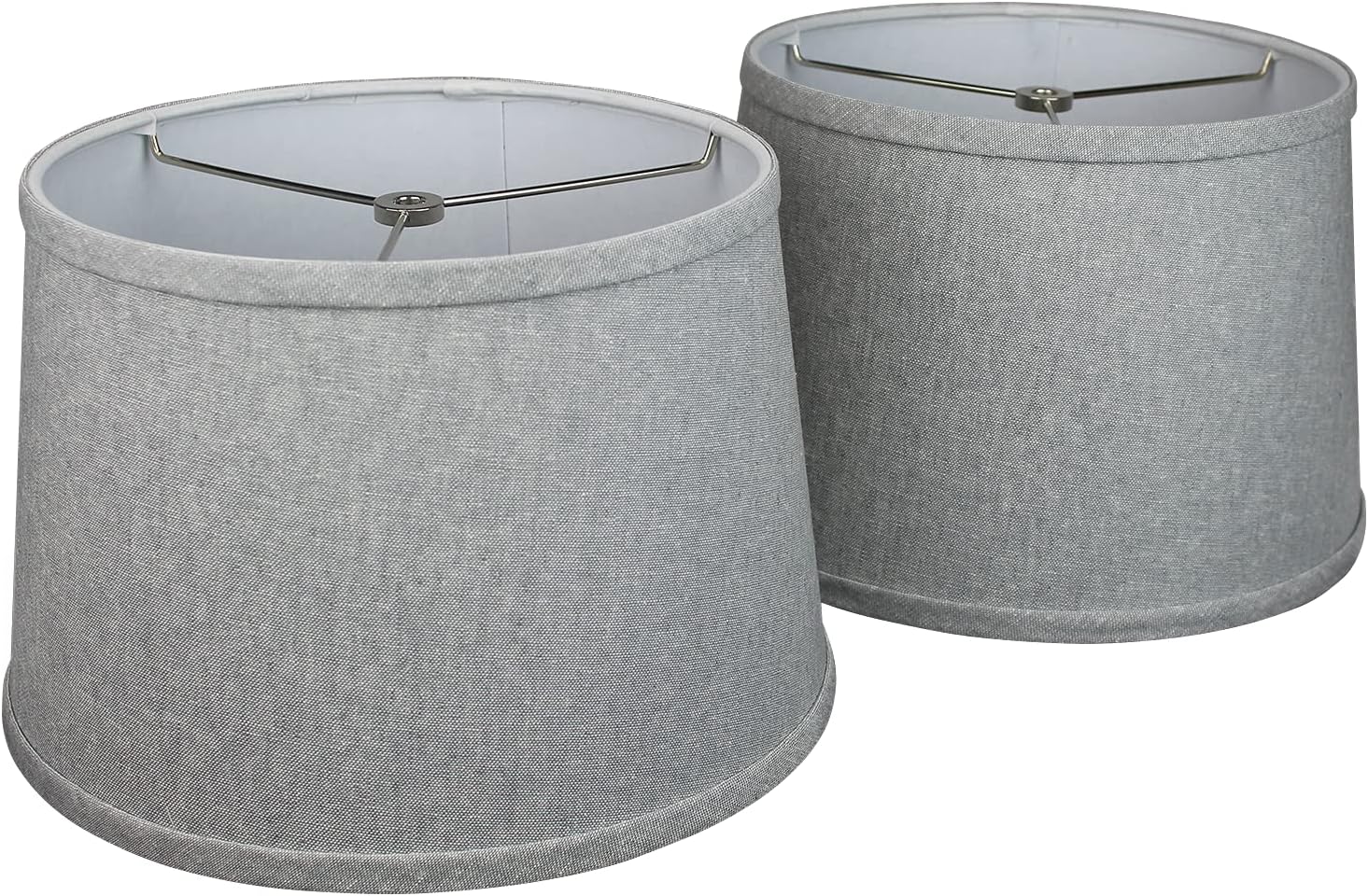 FenchelShades.com Set of 2 Lampshades 10' Top Diameter x 12' Bottom Diameter x 8' Slant Height with Washer (Spider) Attachment. Attaches to Lamps with an existing Harp (not included) (Couture Steel)
