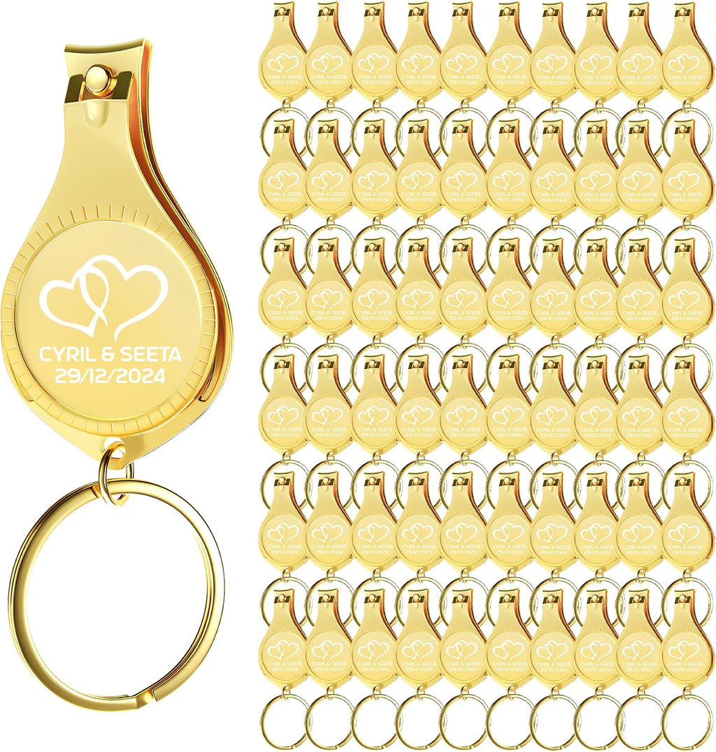 60pcs Personalized 4 in 1 Multi Function Bottle Opener, Gold Nail Clipper, Wedding Favors Brewery, Private Customized, Multitool Gifts for Men