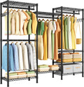 Golpart Heavy Duty Garment Rack Clothes Rack,Large Metal Closet Organizer System Storage Wardrobe,Freestanding Clothing Rack with 8 Adjustable Wire Shelves&4 Hang Rods,MaxLoad 800lbs
