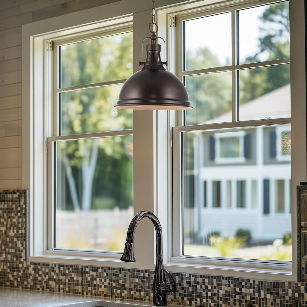 Kira Home Belle 14' Modern Industrial Pendant Light, Adjustable Hanging Height, Oil Rubbed Bronze Finish