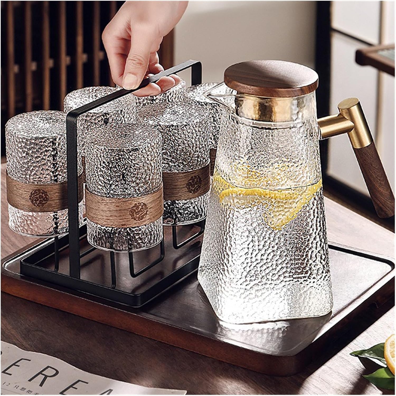 Beverage Serveware Chinese retro glass water cup home high temperature resistant tea cup kettle set drinking cup anti-scalding living room hospitality cup Water Carafe