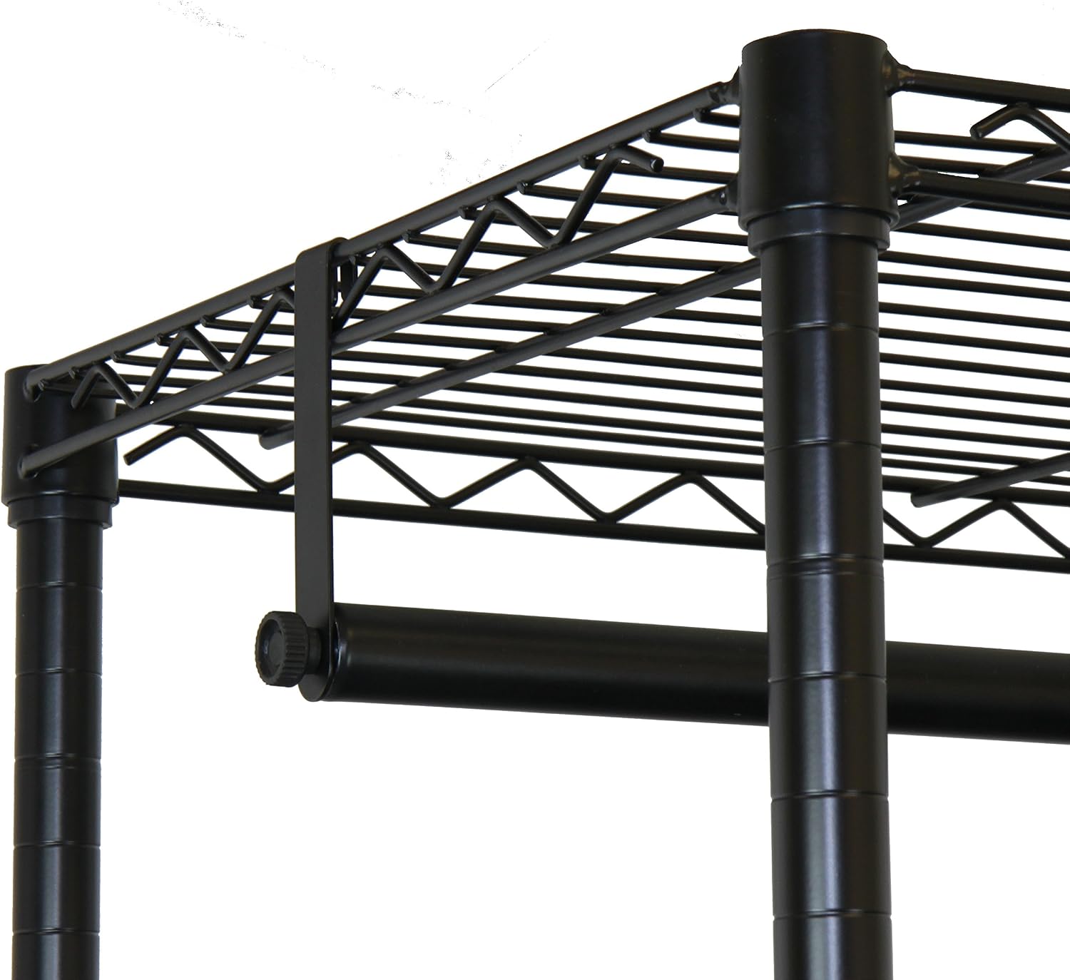 Oceanstar Heavy Duty Rolling Storage Garment Rack with Adjustable Shelves and Hook,Black